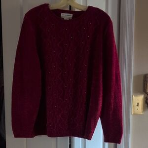 Alfred Dunner Deep Red Crew Neck Sweater